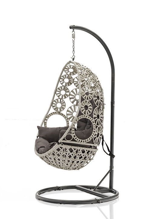 Jacquard basket chair outdoor modern simple leisure balcony single swing courtyard rattan chair hanging chair TG-NI42