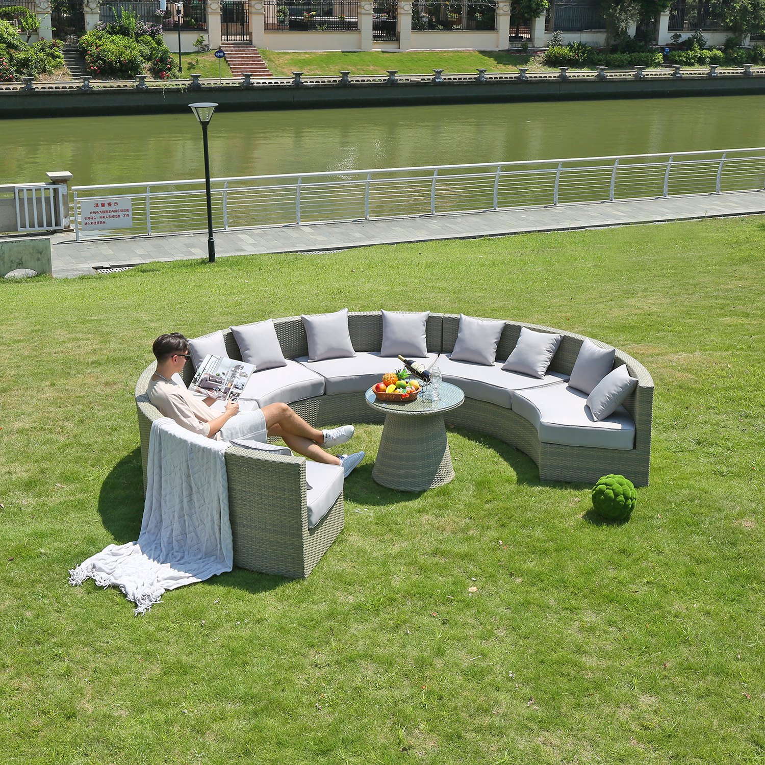 Outdoor Rattan Sofa Simple Courtyard Combination Romantic Leisure Rattan Chair Furniture