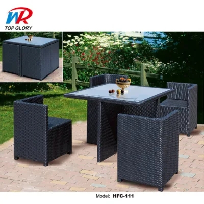 High quality rattan outdoor furniture cafe restaurant dining table and chairs garden set patio furniture HFC-109