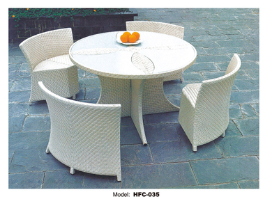 TG-HFC035 Patio Leisure Garden Outdoor Modern Rattan Dining Table Chair Furniture
