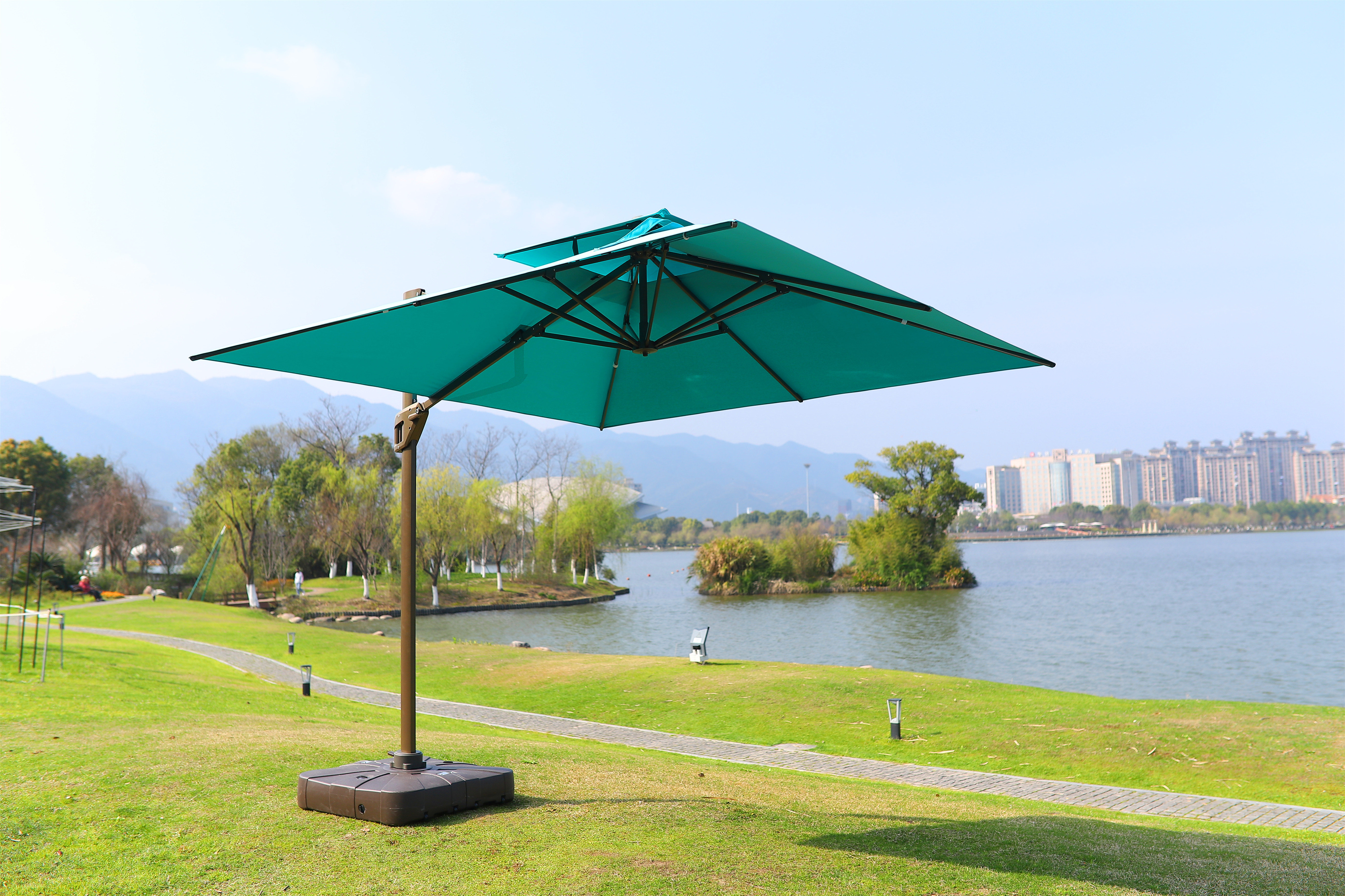 Modern design strong double layer hotel outdoor patio beach umbrella SZC-001