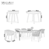 Outdoor Garden Rattan Furniture PVC Rubber Webbing Weaving Dining Table and Chairs for 6 People Seater TG-KS6227