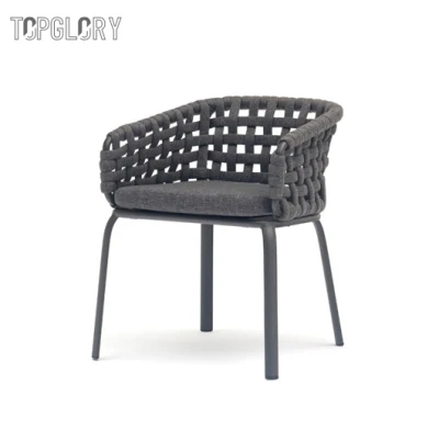 Outdoor Garden Rattan Furniture PVC Rubber Webbing Weaving Dining Table and Chairs for 6 People Seater TG-KS6227