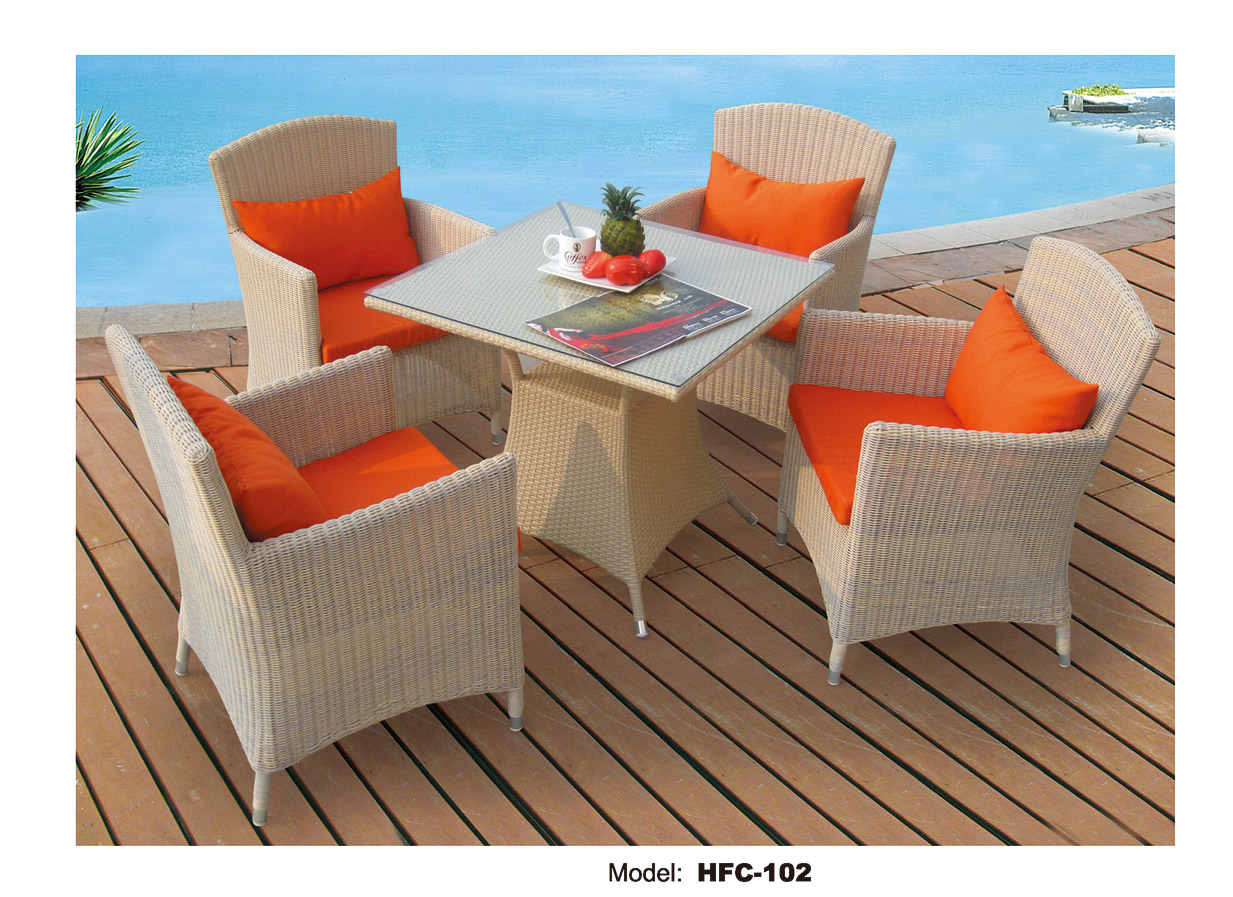TG-HFC102 Hot Sale Modern Hotel Furniture Outdoor Furniture Patio Dining Table Set Rattan Garden Set Living Room Dining Chair