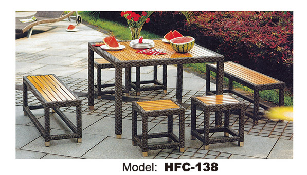 TG-HFC138 Plastic Wood Dining Table And Chair Outdoor Furniture Set