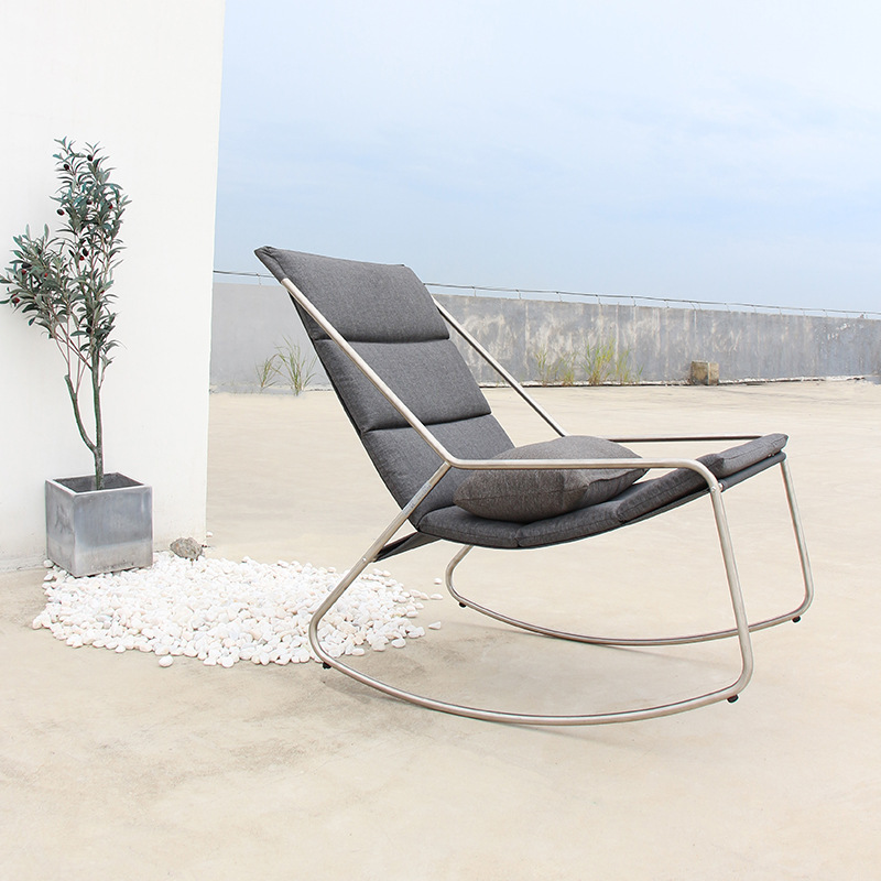 Simple single rocking chair, lunch lounge chair, outdoor courtyard balcony adult stainless steel leisure lazy rocking chair TG-NI43