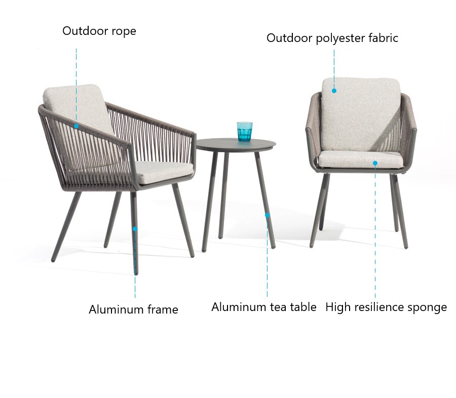 Wholesale Outdoor Club Modern Leisure Patio Garden Furniture Sofa Set with Aluminum Frame Woven Rope TG-NI28