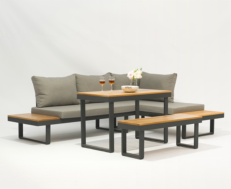 Outdoor Home Hotel Furniture Aluminium Frame Wooden Free Sectional Corner Sofa Set TG-NI04,TG-NI05