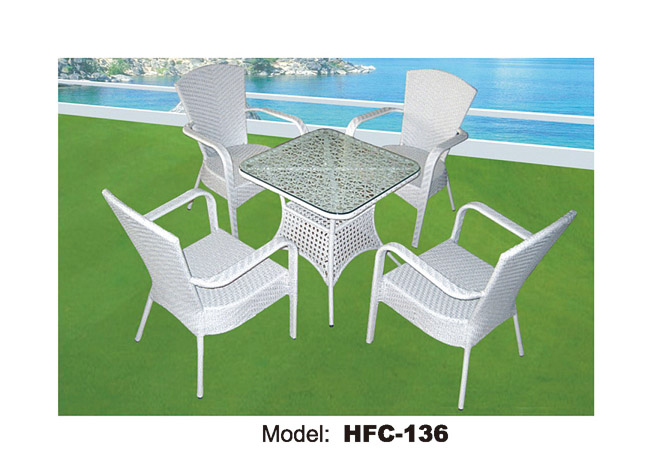 TG-HFC136 Outdoor Rattan Dining Table Chair Garden Furniture Set