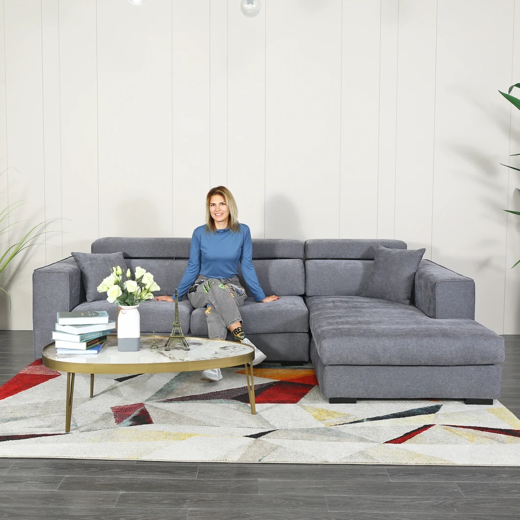 Modern Popular Design Modern Living Room Furniture Comfortable Grey Fabric L Share Sofa Set
