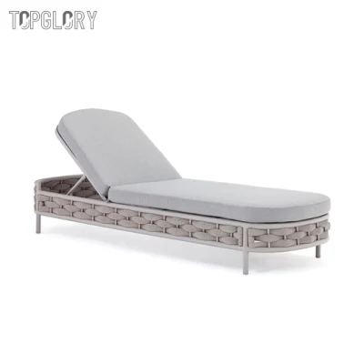 Modern Outdoor Patio Chaise Double Lounges with Waterproof Fabric and Back Cushion TG-KS9124