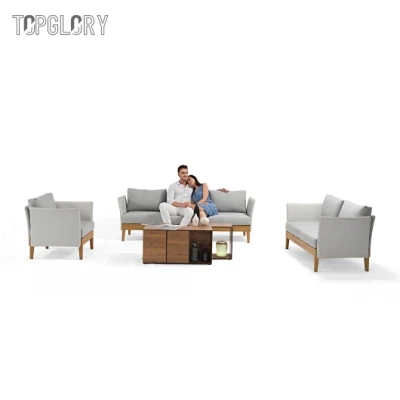 Hotel Used Garden Corner Lounge Set Aluminum and Wooden Sectional Sofa for Outdoor TG-KS9131