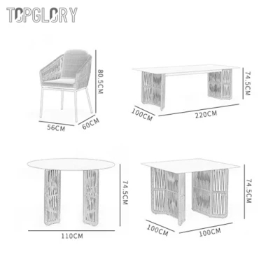 Outdoor Patio Dining Set Modern Design Aluminium Villa Restaurant Chair and Tables TG-KS6206